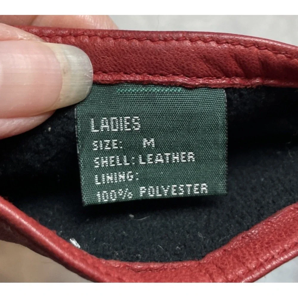 Gloves Intl Womens Leather Gloves Size M Cranberry Fleece Lined Wrist Thinsulate